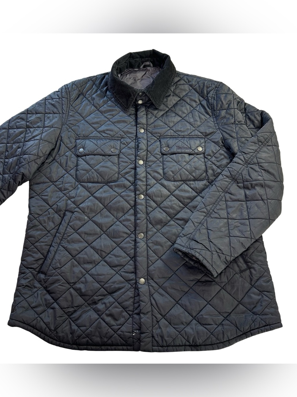 Barbour Akenside Jacket Men’s 2XL Navy Quilted Corduroy Collar Insulated Classic